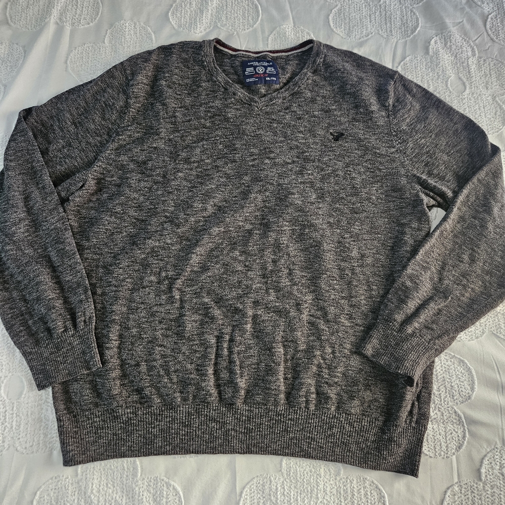American Eagle Outfitters Dark Gray V-Neck Sweater Men's XXL